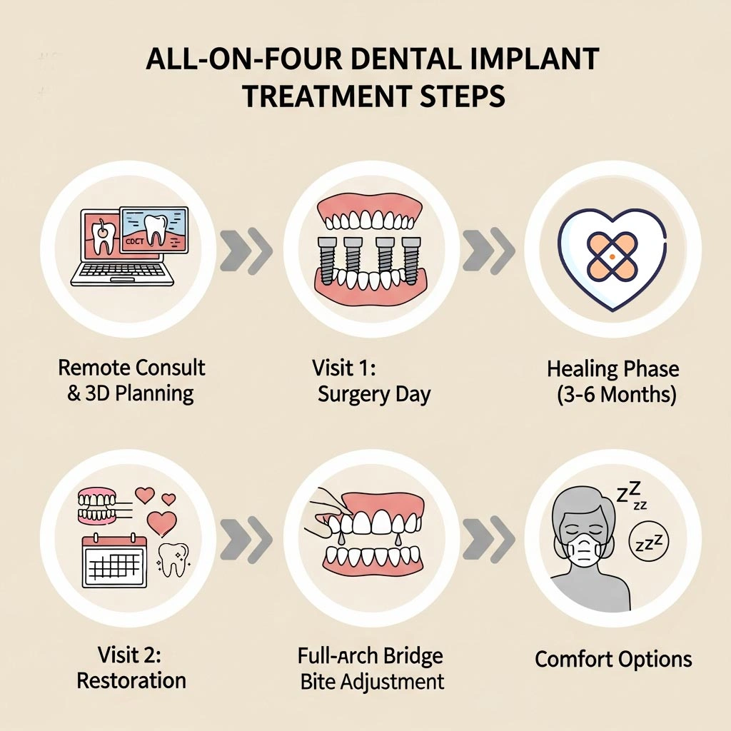 All-on-Four dental implant treatment steps